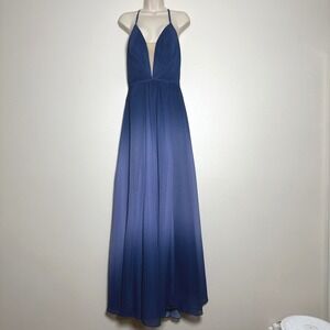 Aqua Dresses Womens Maxi‎ Dress 8 Blue Strappy Lined Event Prom Homecoming Slit